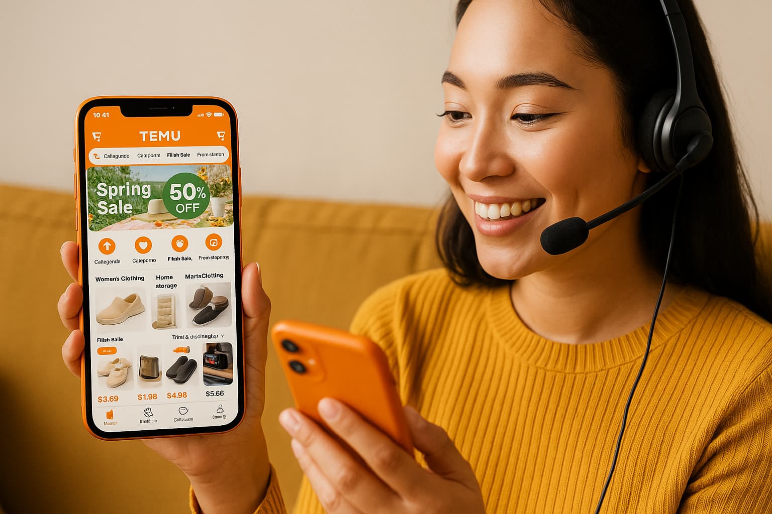 Obsługa klienta Temu w aplikacji mobilnej