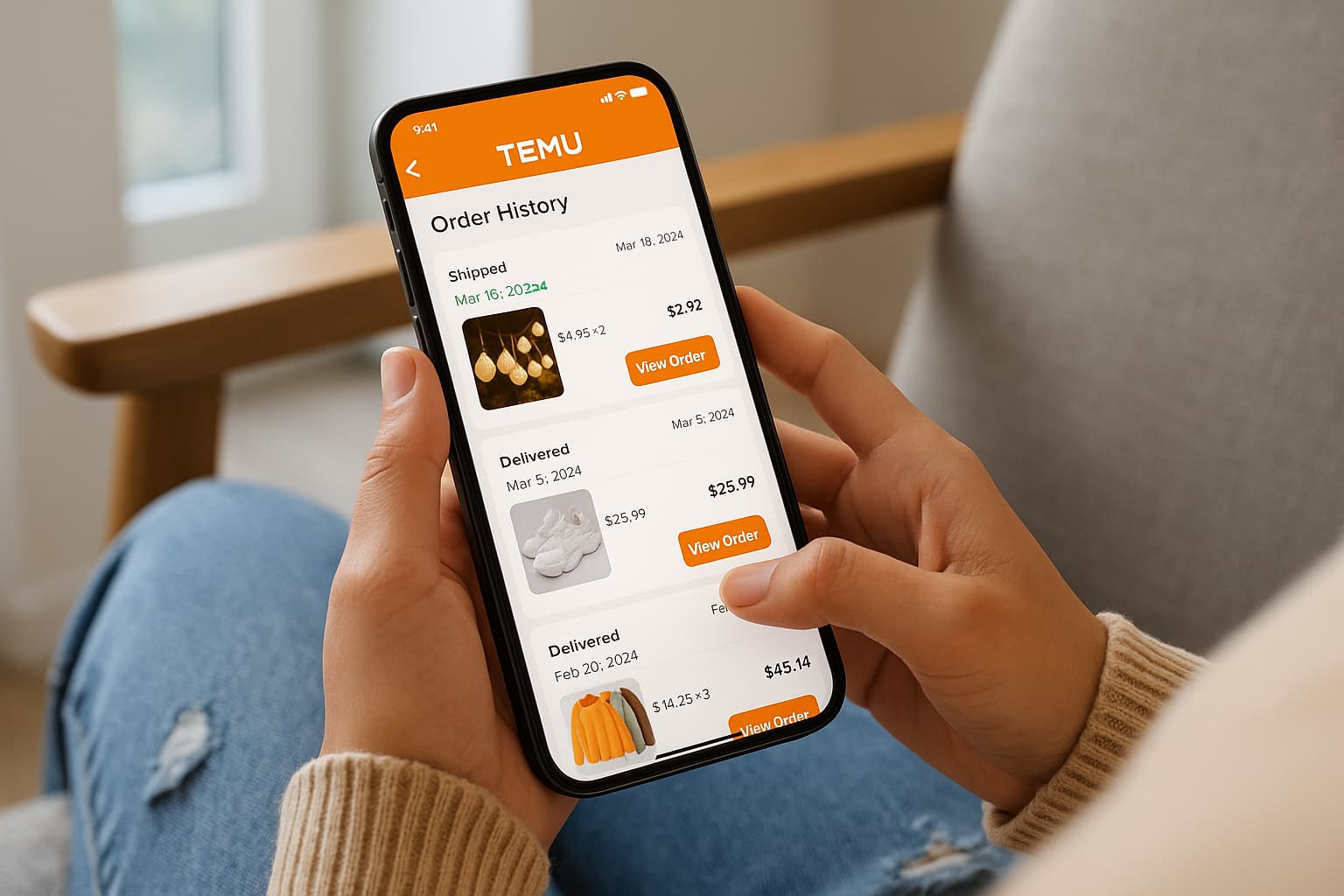 Przeglądaj historię zamówień Temu i zarządzaj zakupami